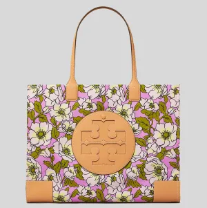 TORY BURCH Ella Floral Printed Tote Bag Aster Pink Flower 151611