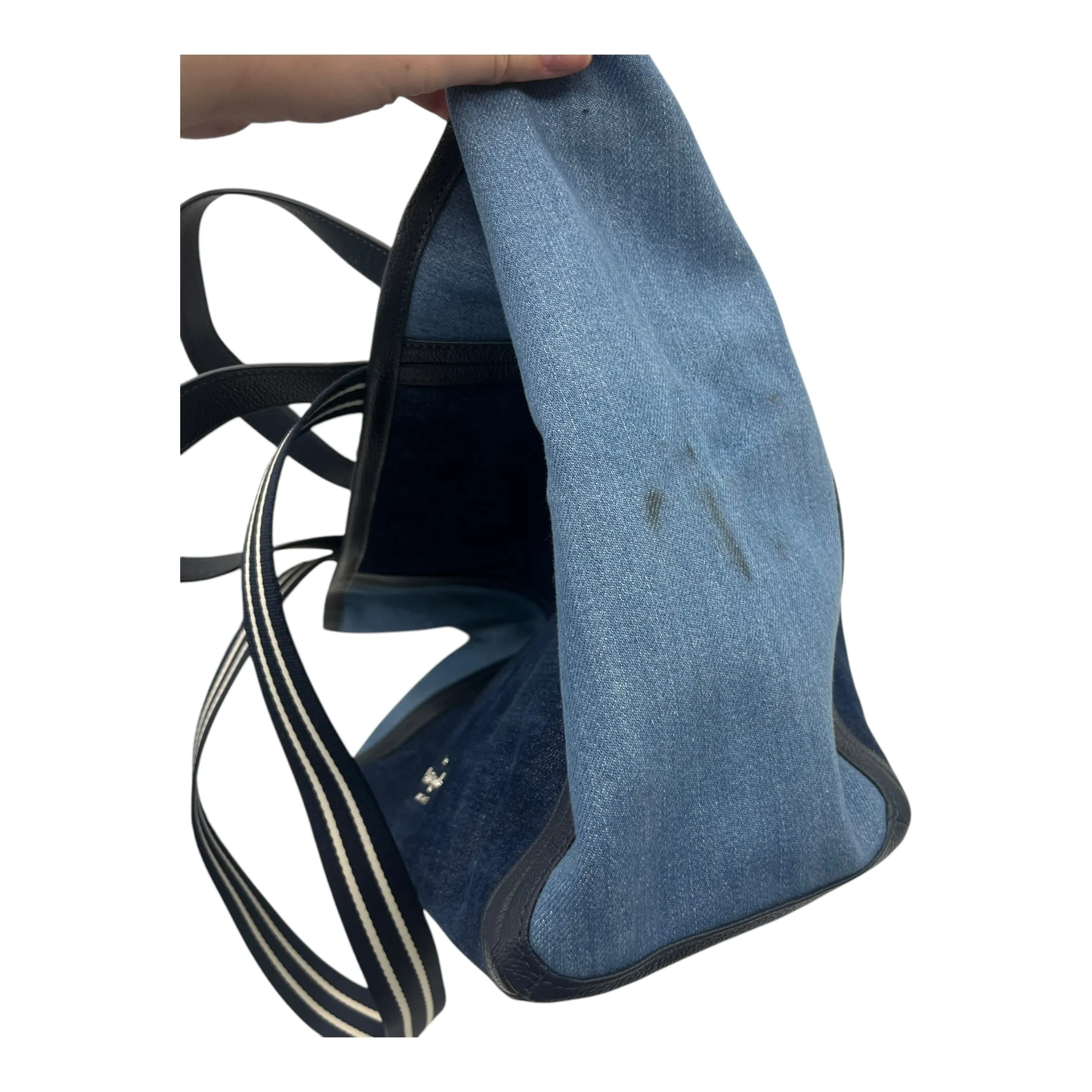 Tote Designer By Kate Spade In Blue Denim, Size:Large