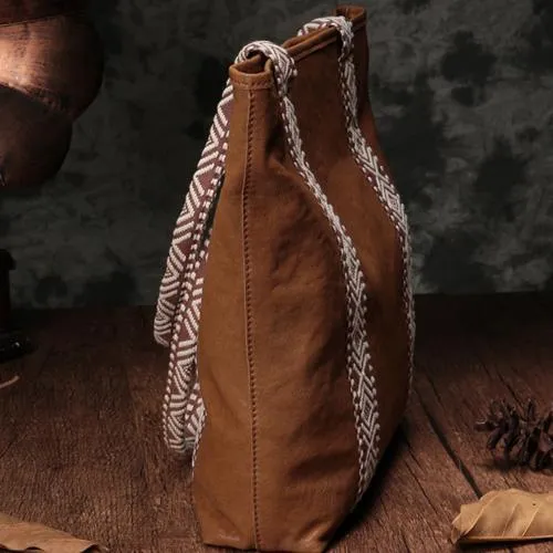Vertical Brown Leather Tote Bag Womens Green Shopper Tote Handbag Purse
