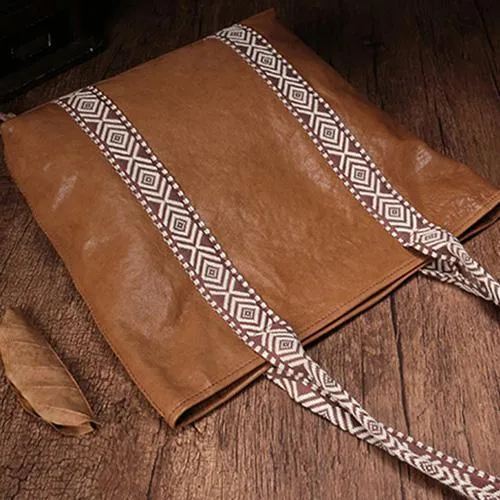 Vertical Brown Leather Tote Bag Womens Green Shopper Tote Handbag Purse