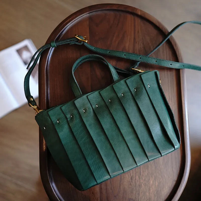 Vintage Black Leather Splicing Handbag Tote Women Handmade Tote Shoulder Bag for Women