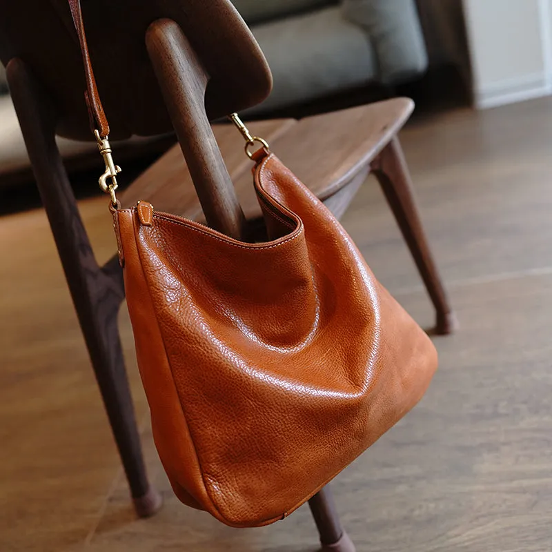 Vintage Brown Leather Shoulder Tote Women Crossbody Tote Onthego Shoulder Bag for Women