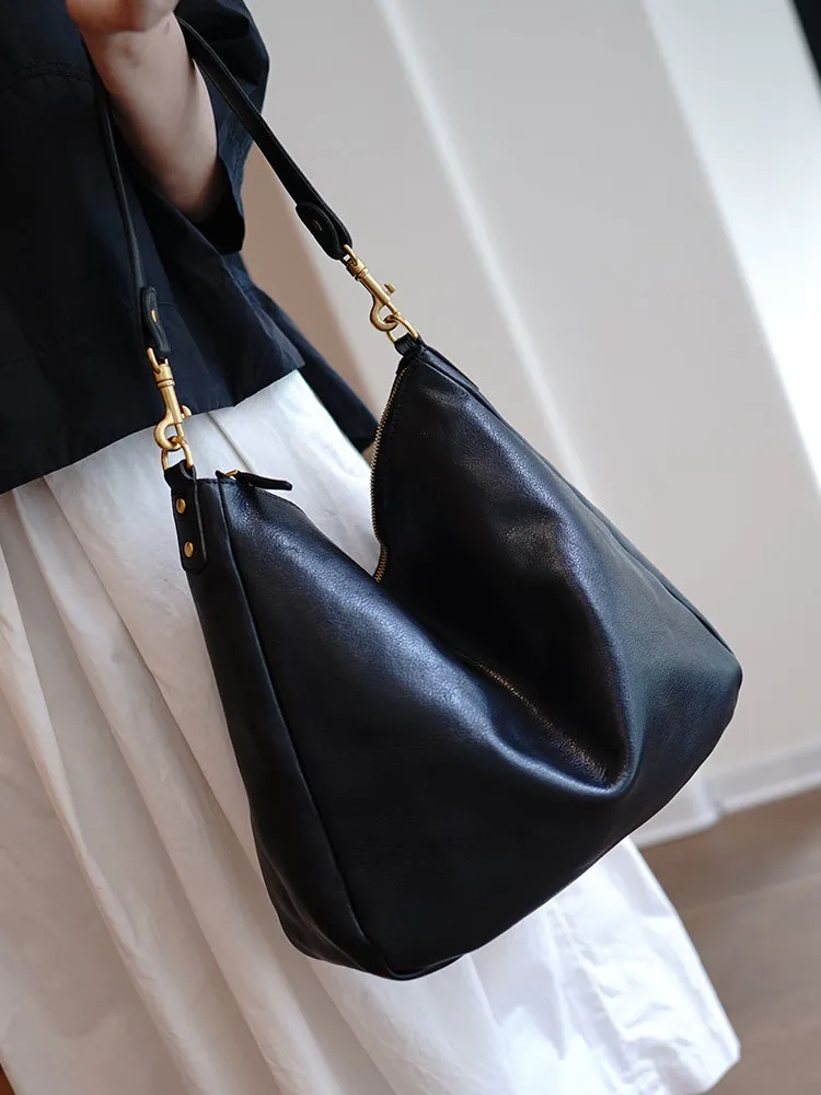 Vintage Brown Leather Shoulder Tote Women Crossbody Tote Onthego Shoulder Bag for Women