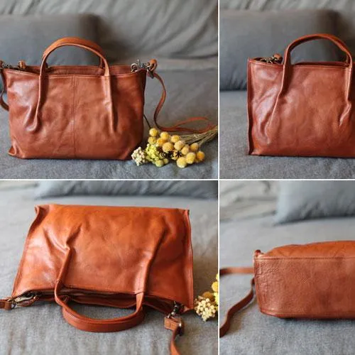 Vintage Brown Womens Leather Satchel Handbag Tote Purse Women's Satchel Handbags Tote for Ladies