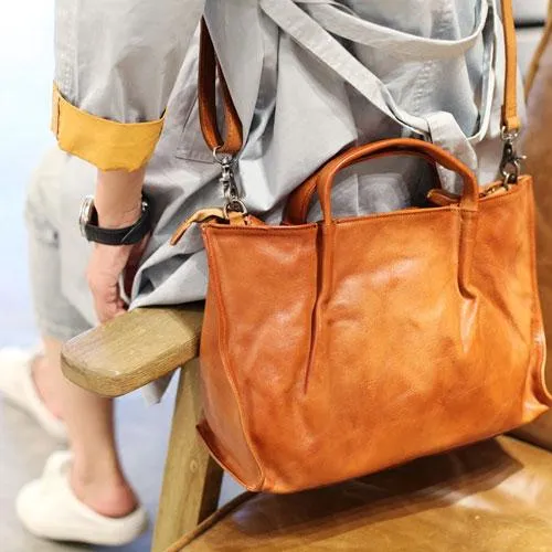 Vintage Brown Womens Leather Satchel Handbag Tote Purse Women's Satchel Handbags Tote for Ladies