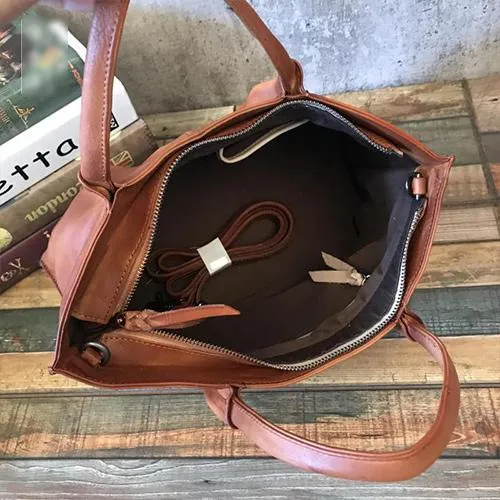 Vintage Brown Womens Leather Satchel Handbag Tote Purse Women's Satchel Handbags Tote for Ladies