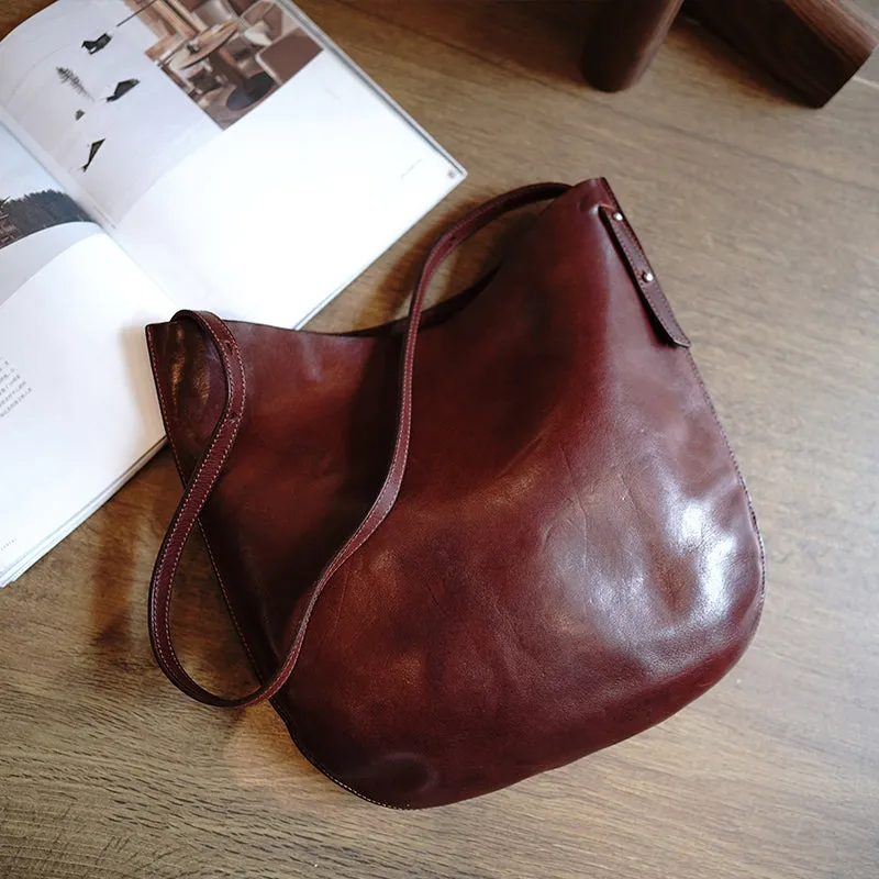Vintage Coffee Leather Shoulder Tote Bag Women Crossbody Tote Purse for Women
