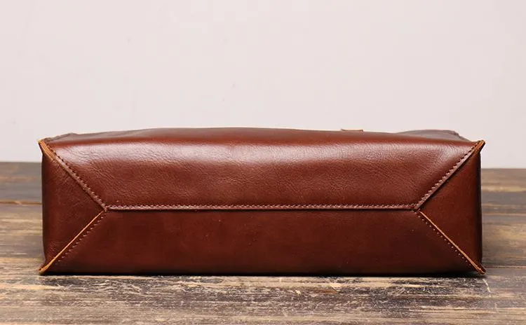 Vintage Mens Womens Leather Large Brown Tote Handbag Shoulder Tote Purse Tote Bag For Men