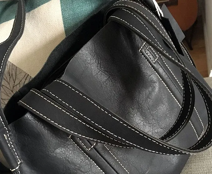 Vintage WOMENs Black Small LEATHER Tote Bag Fashion Tote Purse FOR WOMEN