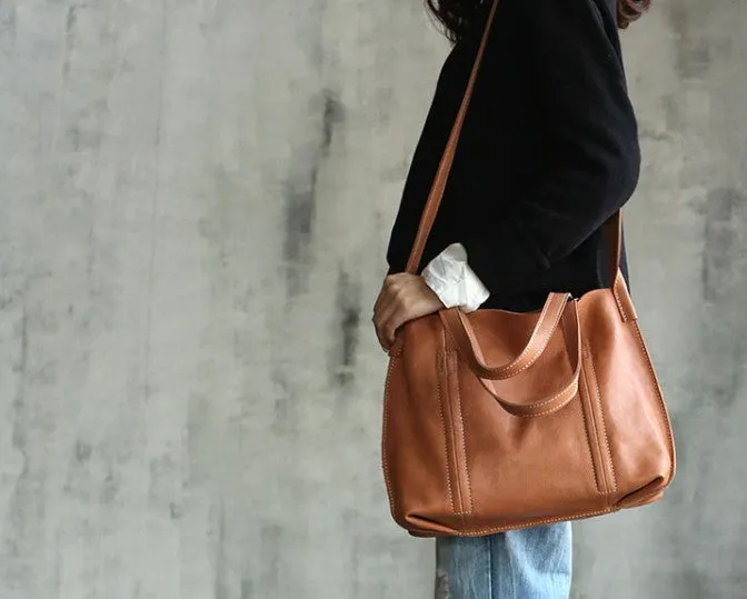 Vintage WOMENs Black Small LEATHER Tote Bag Fashion Tote Purse FOR WOMEN