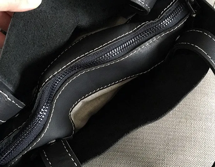 Vintage WOMENs Black Small LEATHER Tote Bag Fashion Tote Purse FOR WOMEN