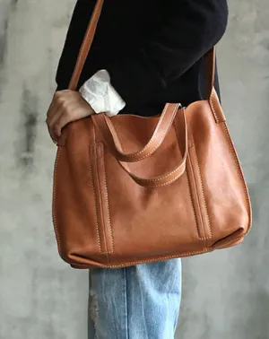 Vintage WOMENs Black Small LEATHER Tote Bag Fashion Tote Purse FOR WOMEN