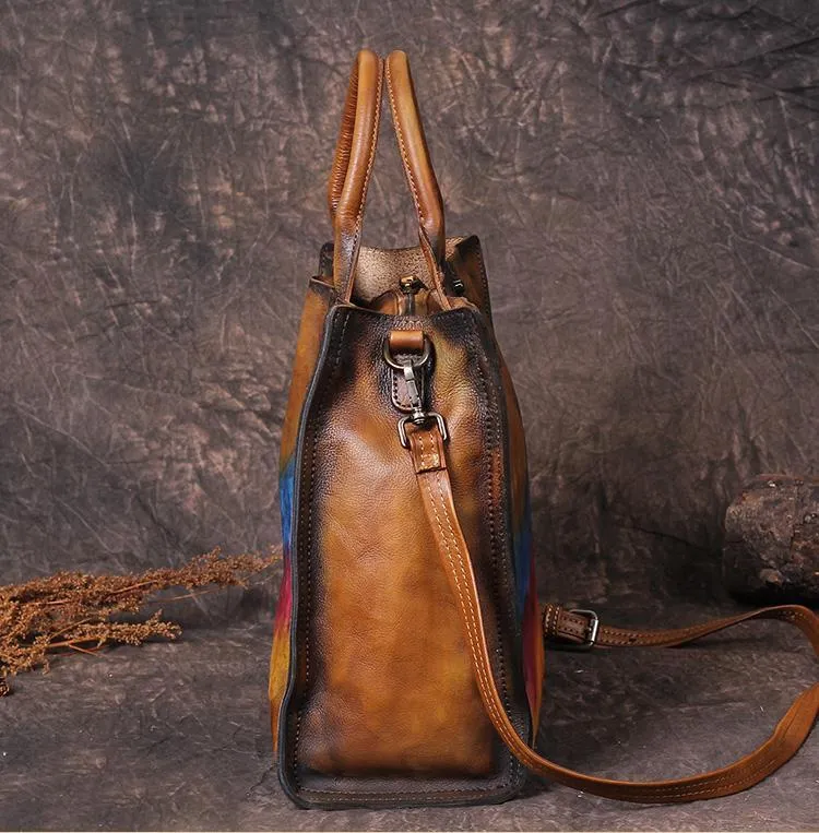 Vintage Womens Gray Leather Handbags Shopper Handbag Women's Tote Shoulder Purse