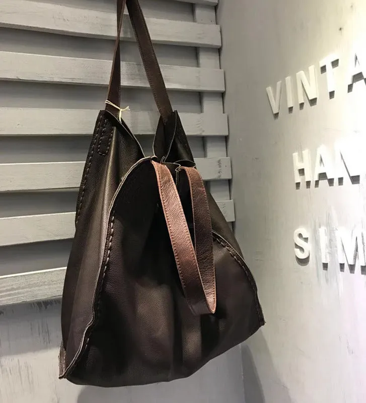 Vintage WOMENs LEATHER Large Tote Bag Handmade Vintage Tote Purse FOR WOMEN