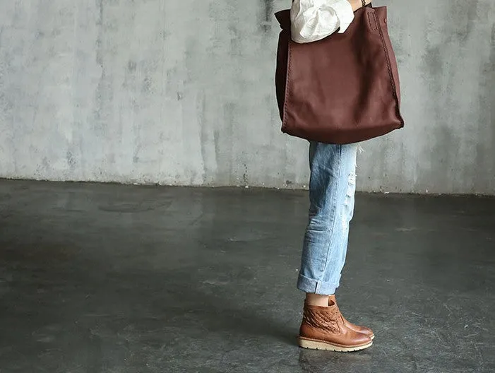 Vintage WOMENs LEATHER Large Tote Bag Handmade Vintage Tote Purse FOR WOMEN