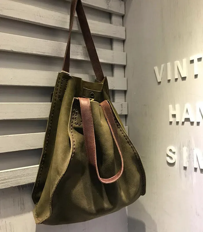 Vintage WOMENs LEATHER Large Tote Bag Handmade Vintage Tote Purse FOR WOMEN