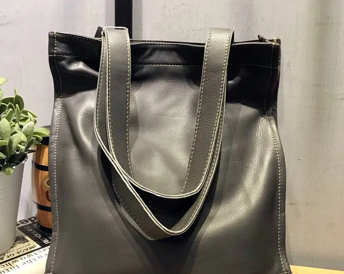 Vintage WOMENs LEATHER Small Handbag Tote Bag Work Tote Shoulder Purse FOR WOMEN