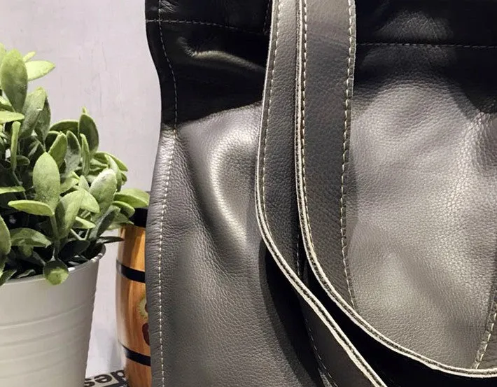 Vintage WOMENs LEATHER Small Handbag Tote Bag Work Tote Shoulder Purse FOR WOMEN
