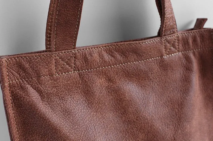 Vintage WOMENs LEATHER Small Handbag Tote Bag Work Tote Shoulder Purse FOR WOMEN