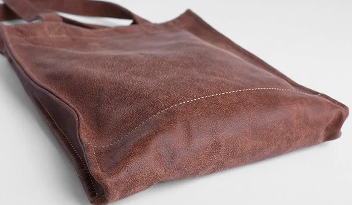 Vintage WOMENs LEATHER Small Handbag Tote Bag Work Tote Shoulder Purse FOR WOMEN