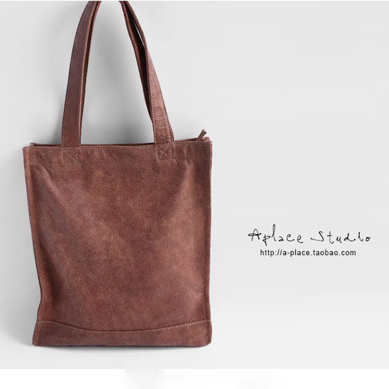 Vintage WOMENs LEATHER Small Handbag Tote Bag Work Tote Shoulder Purse FOR WOMEN