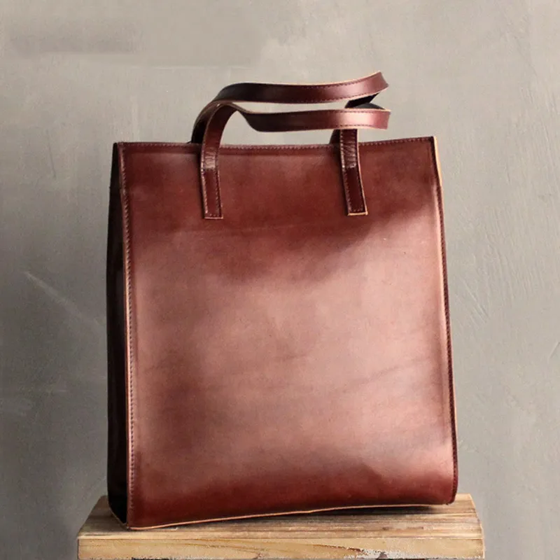 Vintage WOMENs LEATHER Tote Bag Stylish Leather Work Tote Purses FOR WOMEN