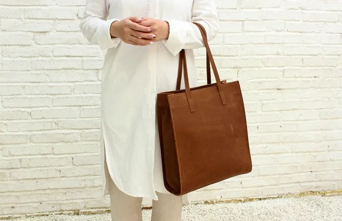 Vintage WOMENs LEATHER Tote Bag Stylish Leather Work Tote Purses FOR WOMEN