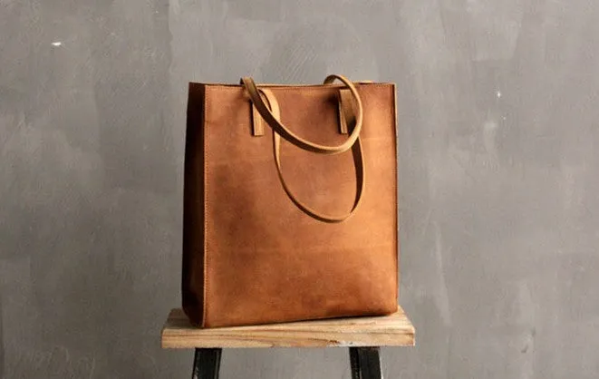 Vintage WOMENs LEATHER Tote Bag Stylish Leather Work Tote Purses FOR WOMEN