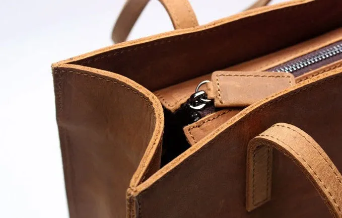 Vintage WOMENs LEATHER Tote Bag Stylish Leather Work Tote Purses FOR WOMEN