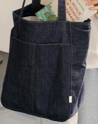 Women Blue Denim Shopper Tote Bag Denim Large Tote Shoulder Bag Handbag for Men