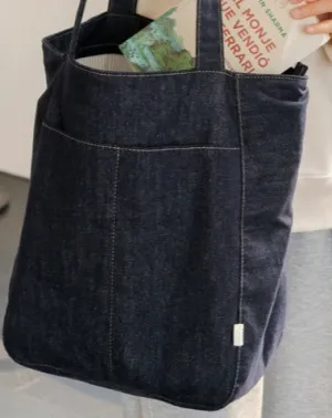 Women Blue Denim Shopper Tote Bag Denim Large Tote Shoulder Bag Handbag for Men