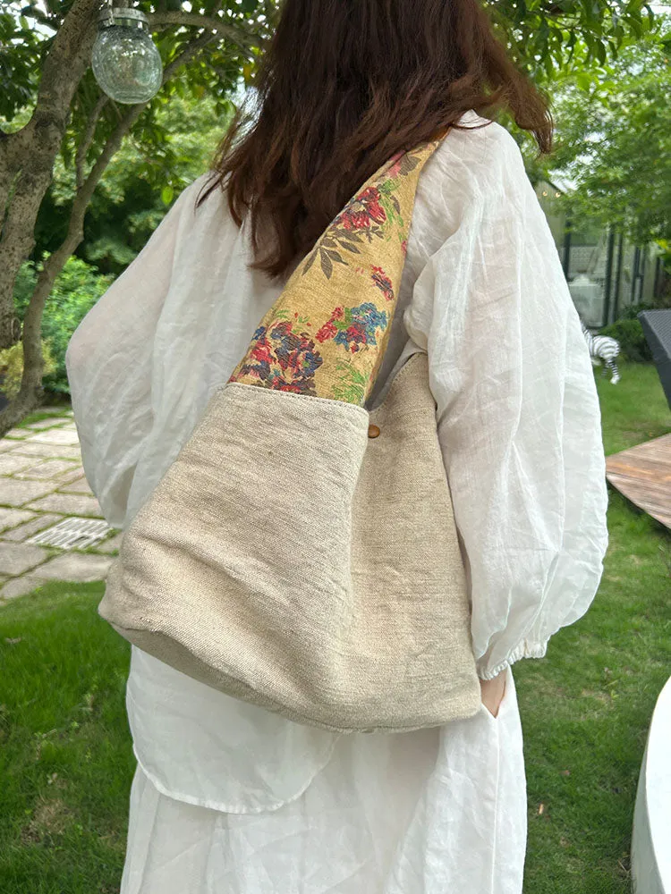 Womens Cotton&Linen Tote Handbags Women Handmade China Unique Tote Bag for Women