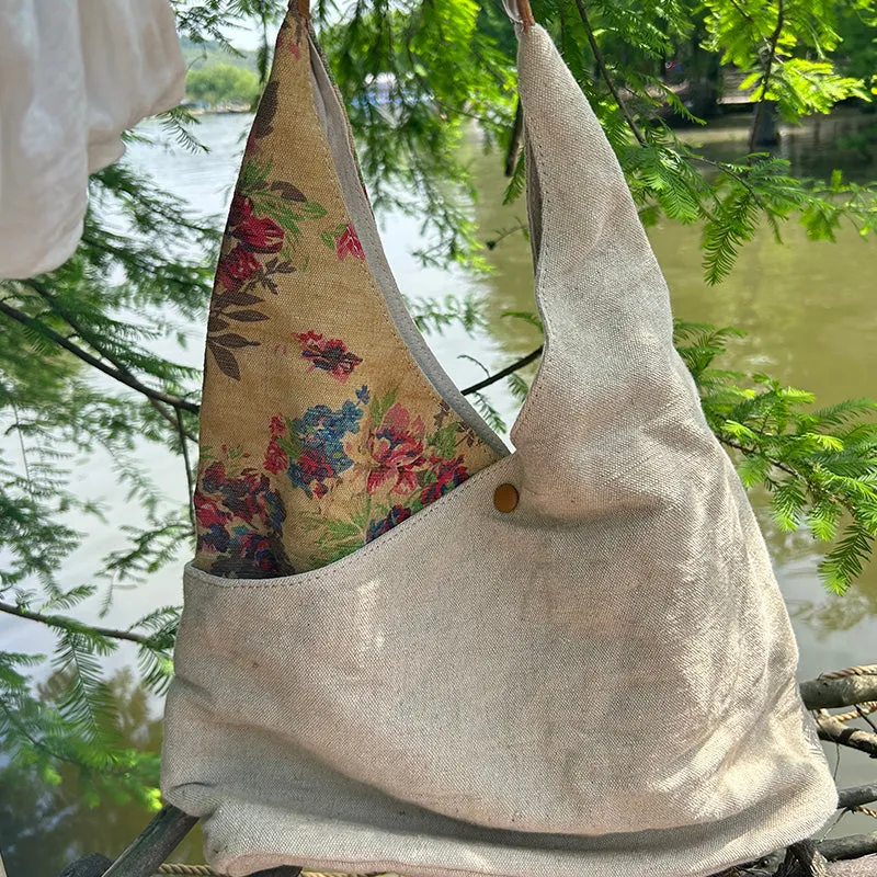 Womens Cotton&Linen Tote Handbags Women Handmade China Unique Tote Bag for Women