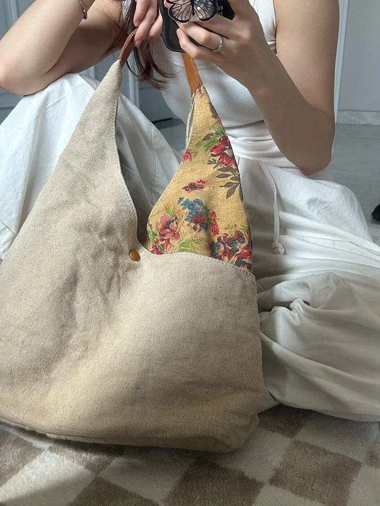 Womens Cotton&Linen Tote Handbags Women Handmade China Unique Tote Bag for Women