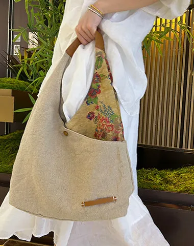 Womens Cotton&Linen Tote Handbags Women Handmade China Unique Tote Bag for Women