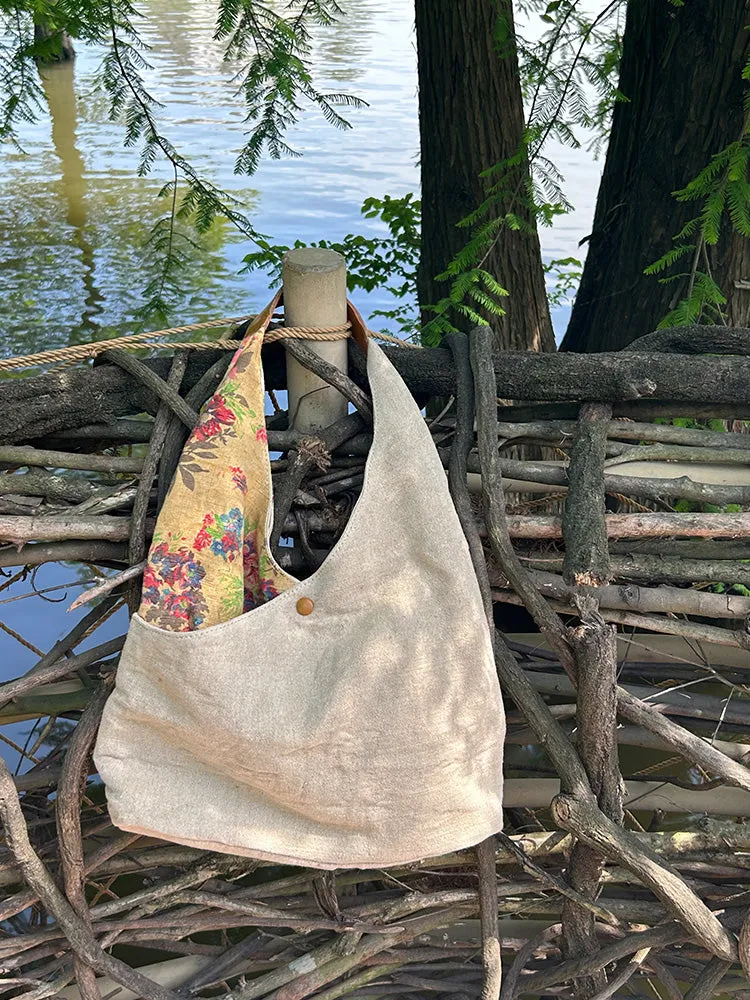Womens Cotton&Linen Tote Handbags Women Handmade China Unique Tote Bag for Women