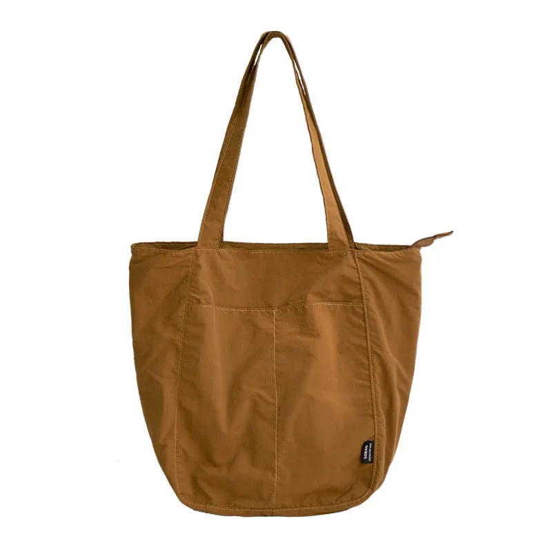 Womens Dark Khaki Large Nylon Tote Bag Nylon Tote Bags With Zipper Ladies Nylon Tote Bags