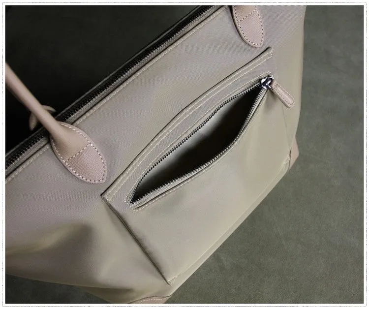 Womens Khaki Nylon Shoulder Tote Large Khaki Nylon Handbag Purse for Ladies
