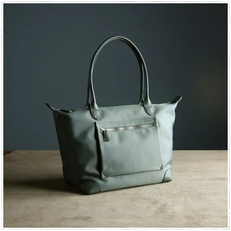 Womens Khaki Nylon Shoulder Tote Large Khaki Nylon Handbag Purse for Ladies