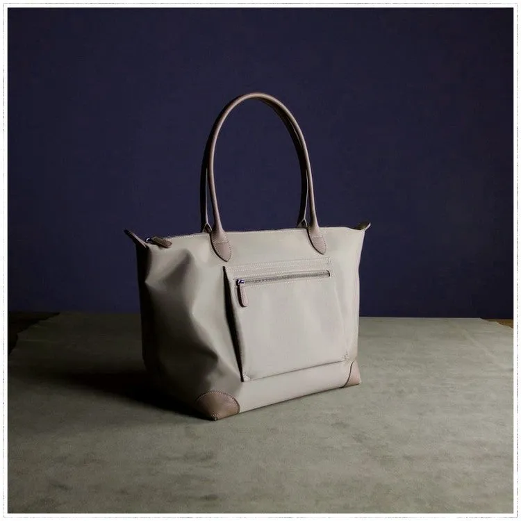Womens Khaki Nylon Shoulder Tote Large Khaki Nylon Handbag Purse for Ladies