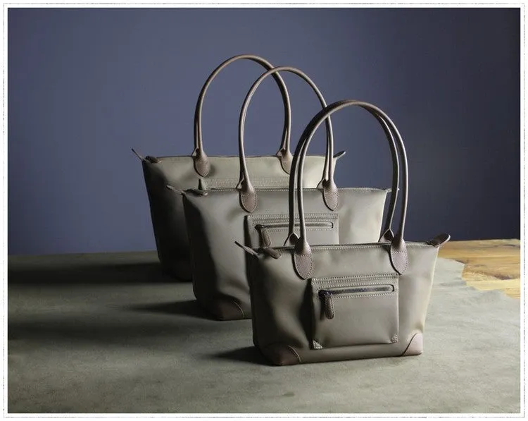 Womens Khaki Nylon Shoulder Tote Large Khaki Nylon Handbag Purse for Ladies