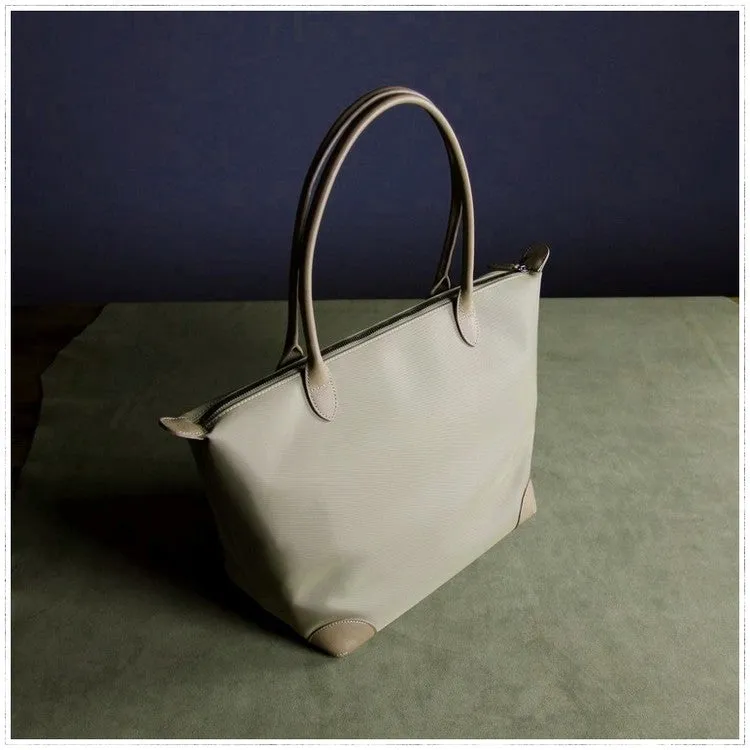 Womens Khaki Nylon Shoulder Tote Large Khaki Nylon Handbag Purse for Ladies