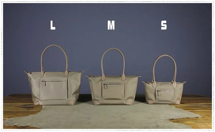 Womens Khaki Nylon Shoulder Tote Large Khaki Nylon Handbag Purse for Ladies