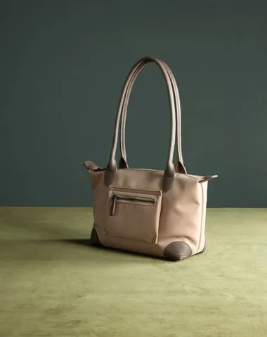 Womens Light Pink Nylon Shoulder Tote Large Pink Nylon Handbag Purse for Ladies