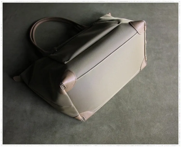 Womens Navy Nylon Shoulder Tote Medium Navy&Light Gray Nylon Handbag Purse for Ladies