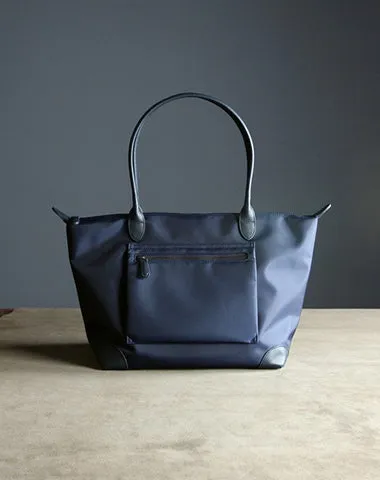 Womens Navy Nylon Shoulder Tote Medium Navy&Light Gray Nylon Handbag Purse for Ladies