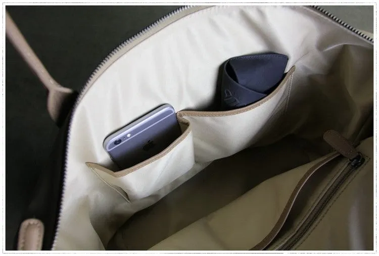 Womens Navy Nylon Shoulder Tote Medium Navy&Light Gray Nylon Handbag Purse for Ladies