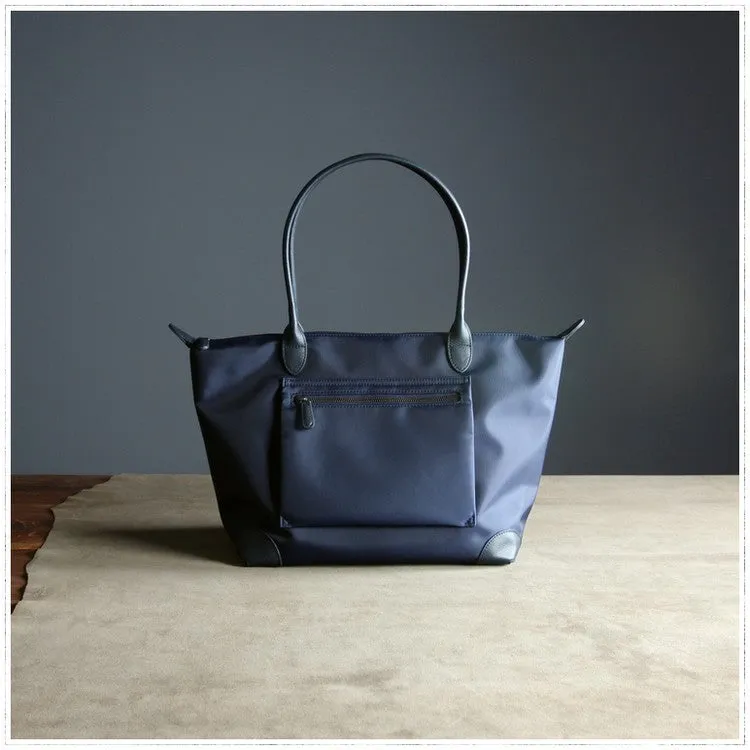Womens Navy Nylon Shoulder Tote Medium Navy&Light Gray Nylon Handbag Purse for Ladies