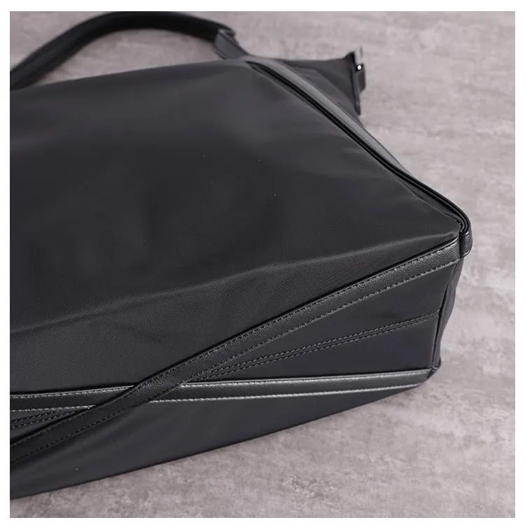 Womens Nylon Leather Gym Tote Purse Womens Black Nylon Gym Purse Nylon Work Shoulder Purse for Ladies