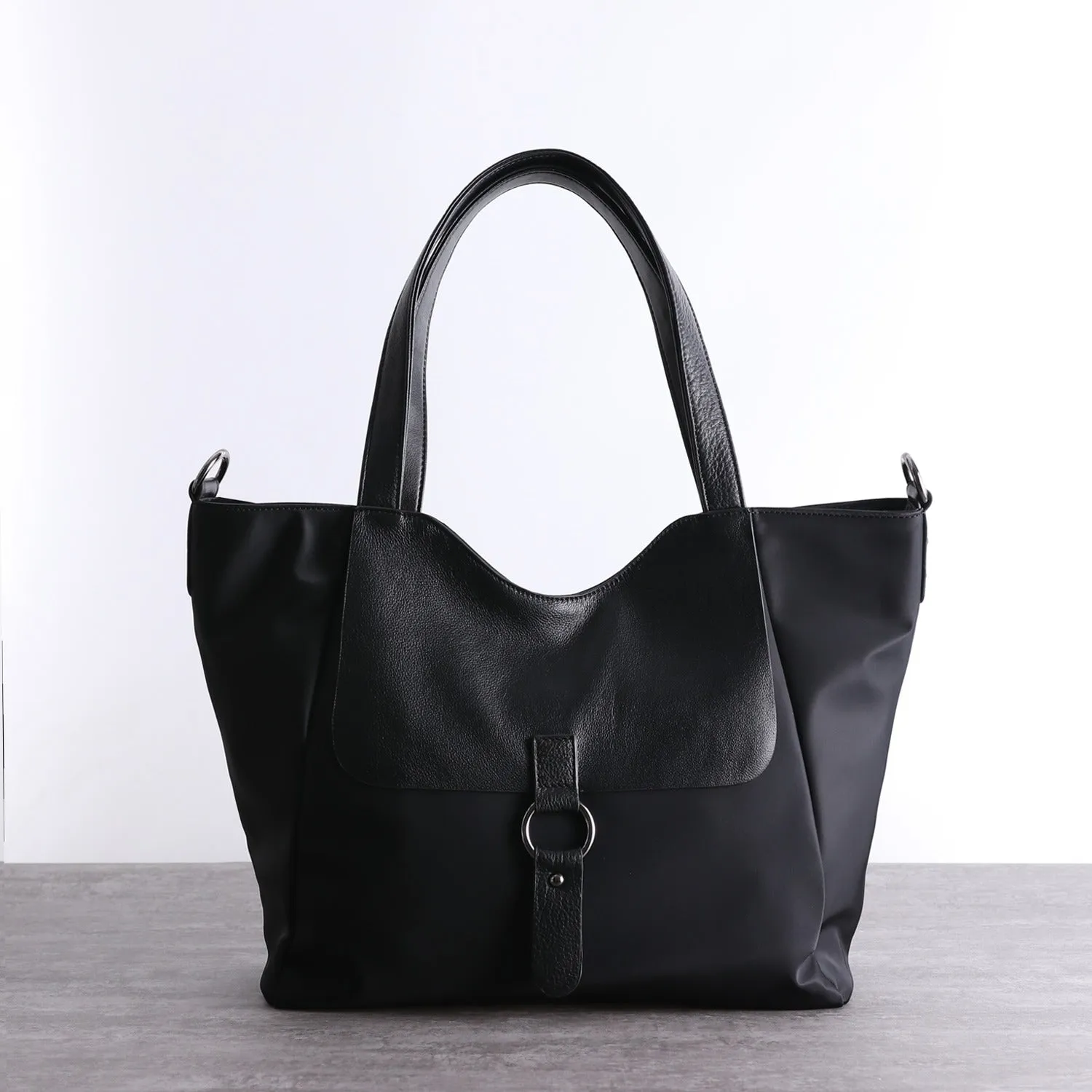 Womens Nylon Leather Tote Womens Black Nylon Totes Purse Nylon Tote Purse for Ladies